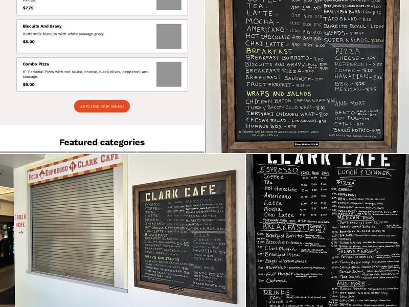 Clark Cafe Menu