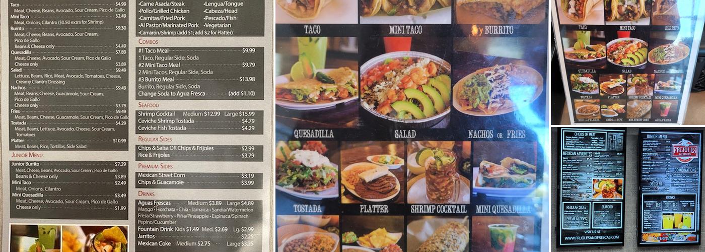Frijoles & Frescas Menu