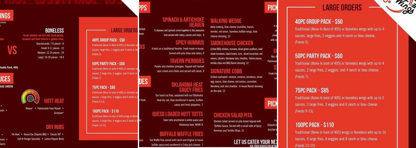 Hott Wings Menu