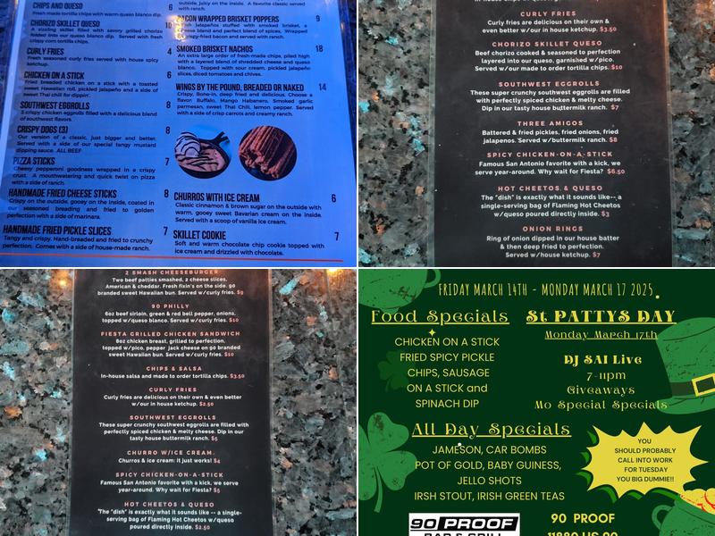 90 Proof Bar & Grill Menu