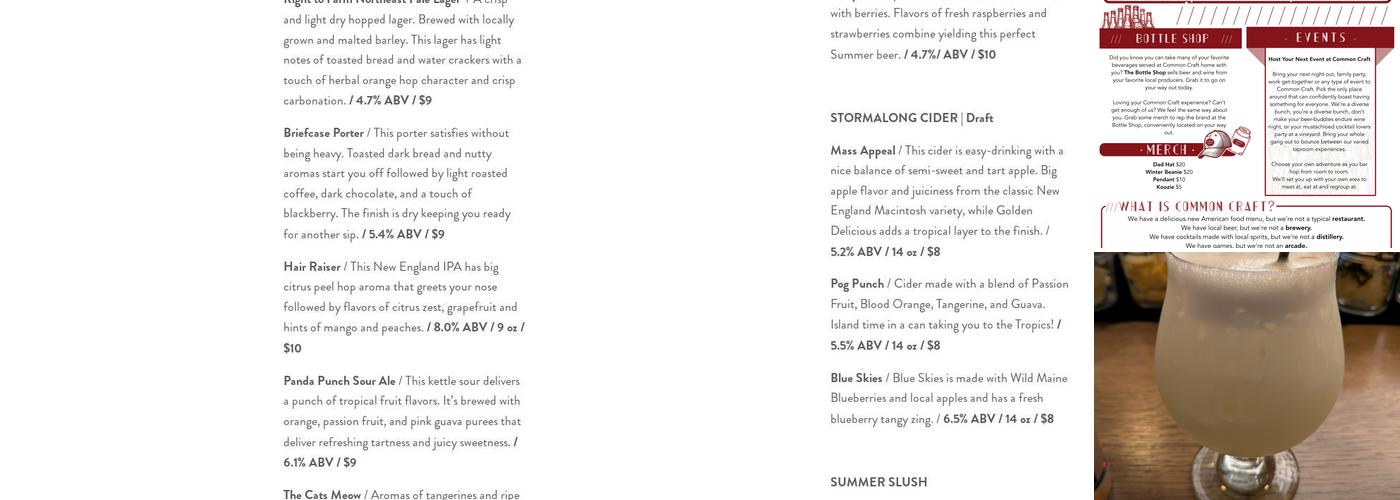 Common Craft Menu