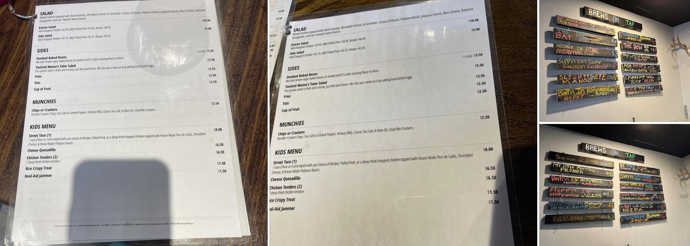 A Bit Twisted Brewpub & BBQ Menu