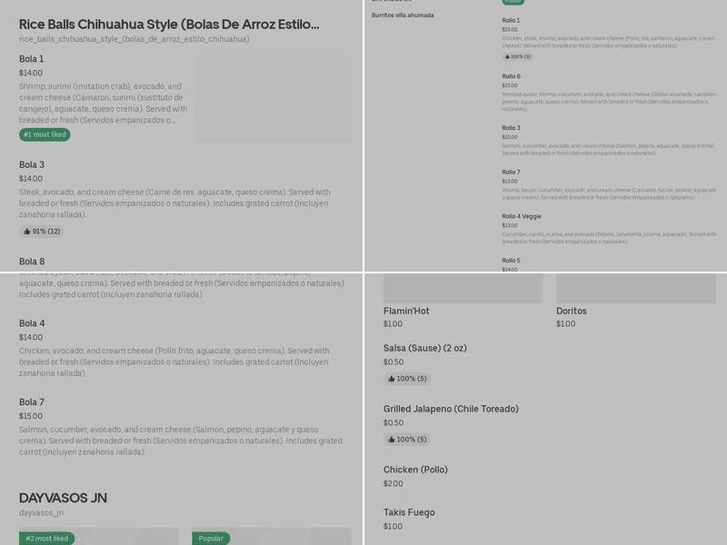 Las Bolas del Chino Denver Menu