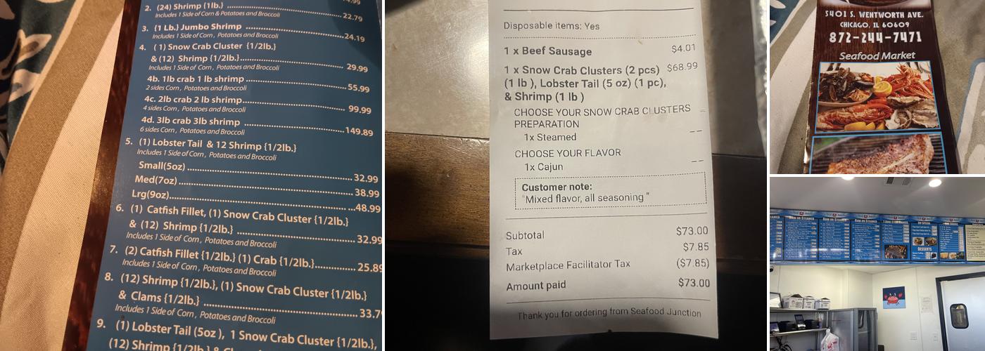 Seafood Junction Wentworth Menu