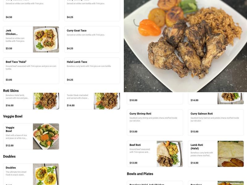 Cafe Trinidad To Go Menu