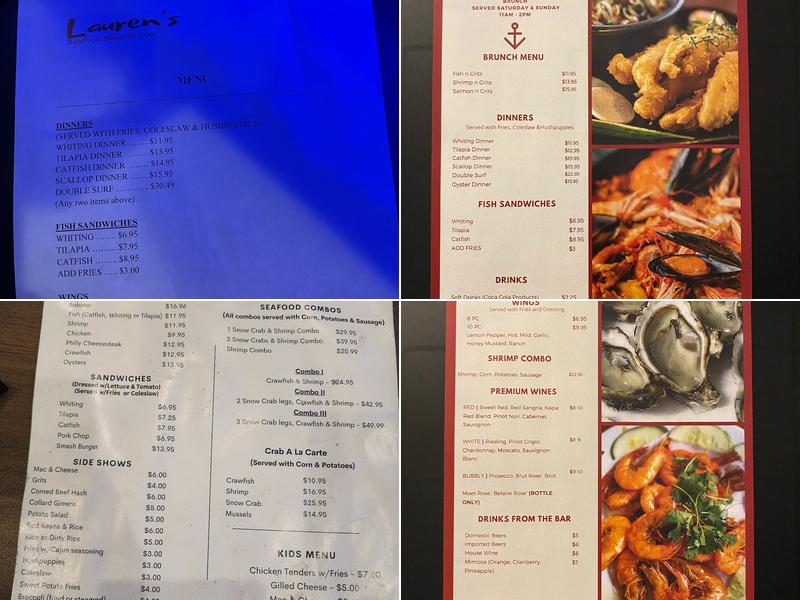 Laurens Seafood, Blues & Jazz Menu