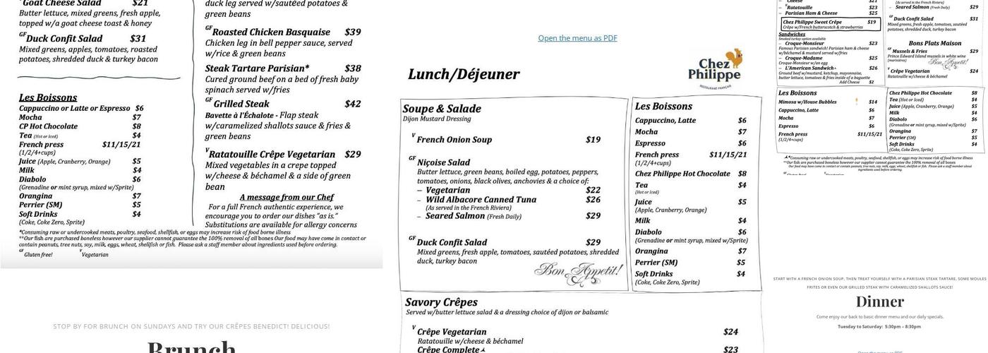 Chez Philippe Menu