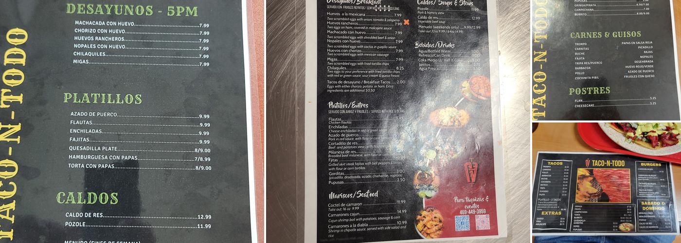 Taco-N-Todo Menu