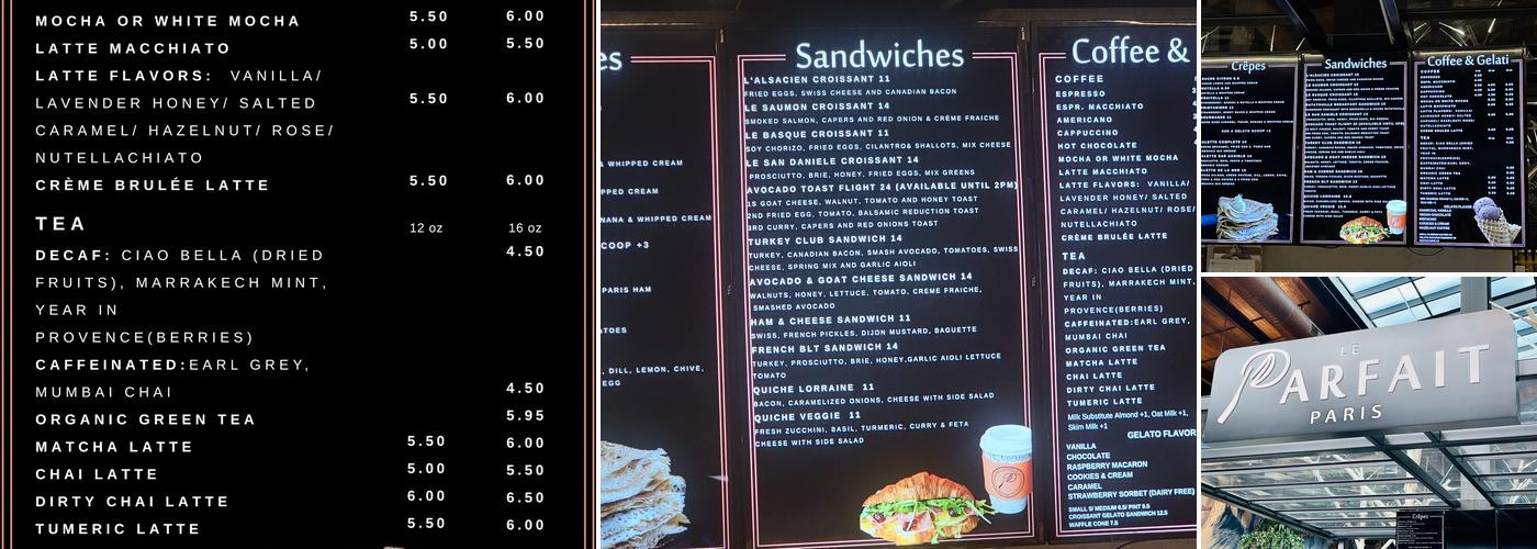 Parfait Paris Menu