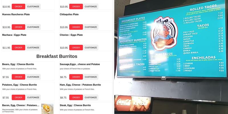 EL TORO TACO SHOP Menu