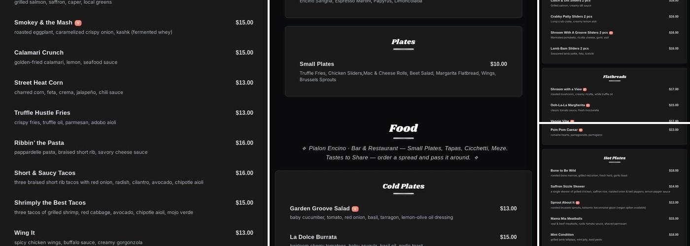 Pialon Menu