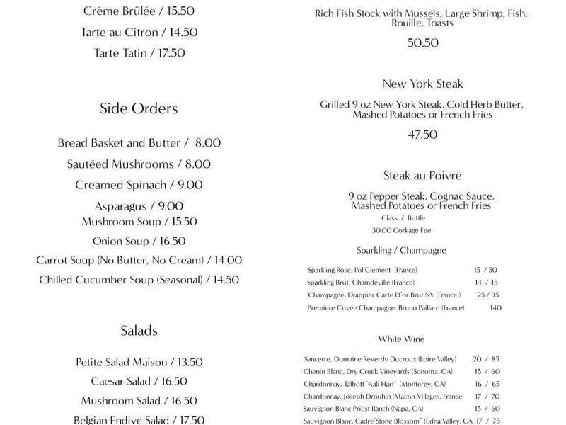 Le Petit Chez Mimi Menu