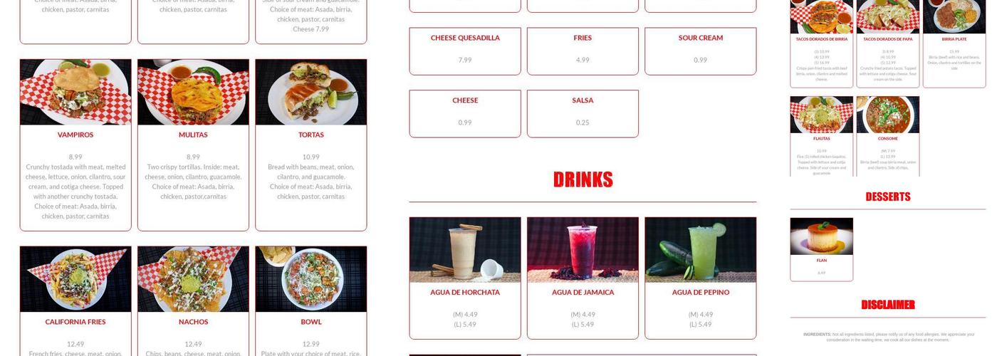 Tacos El Goloso Menu