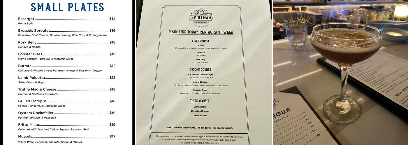 The Pullman Restaurant and Bar Menu
