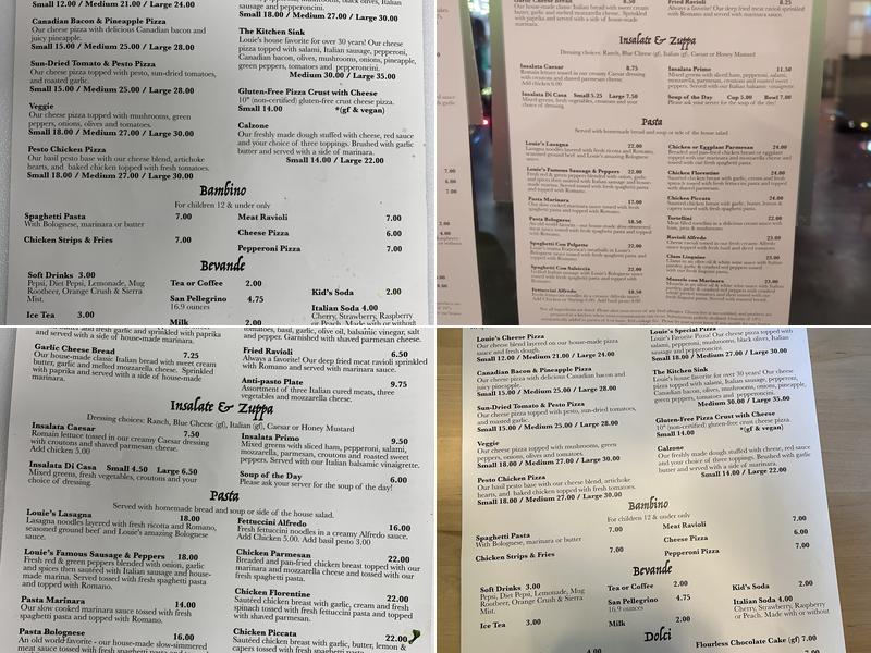 Louie's Pizza & Pasta Menu