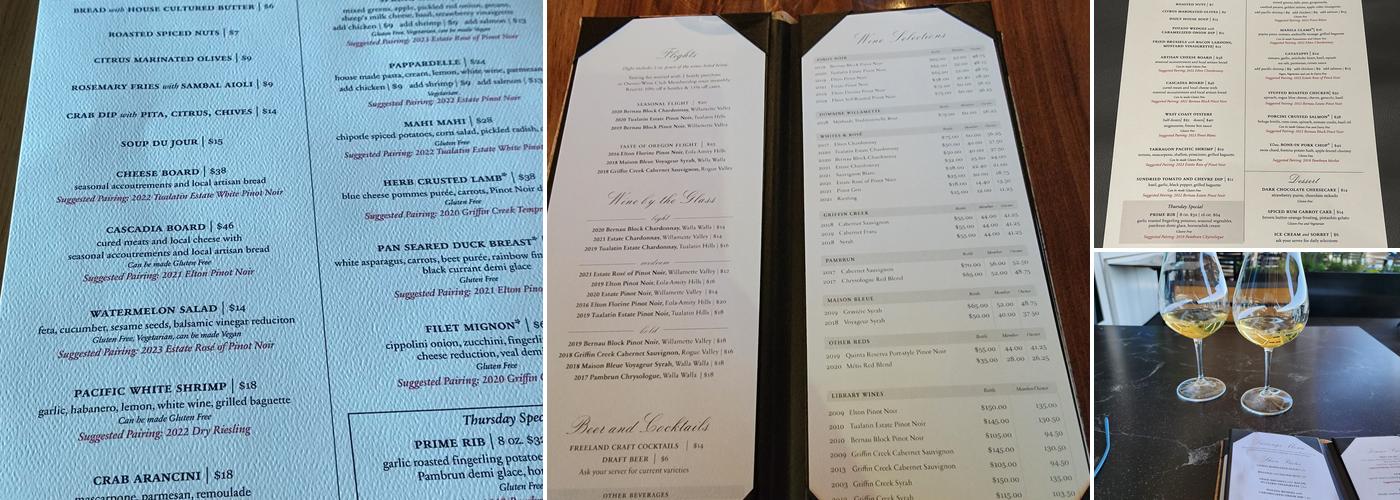 Willamette Valley Vineyards - Vancouver Waterfront Menu