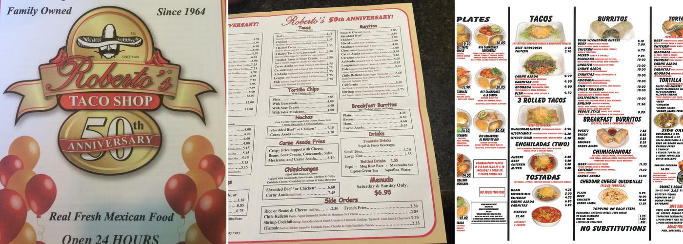 Roberto's Menu