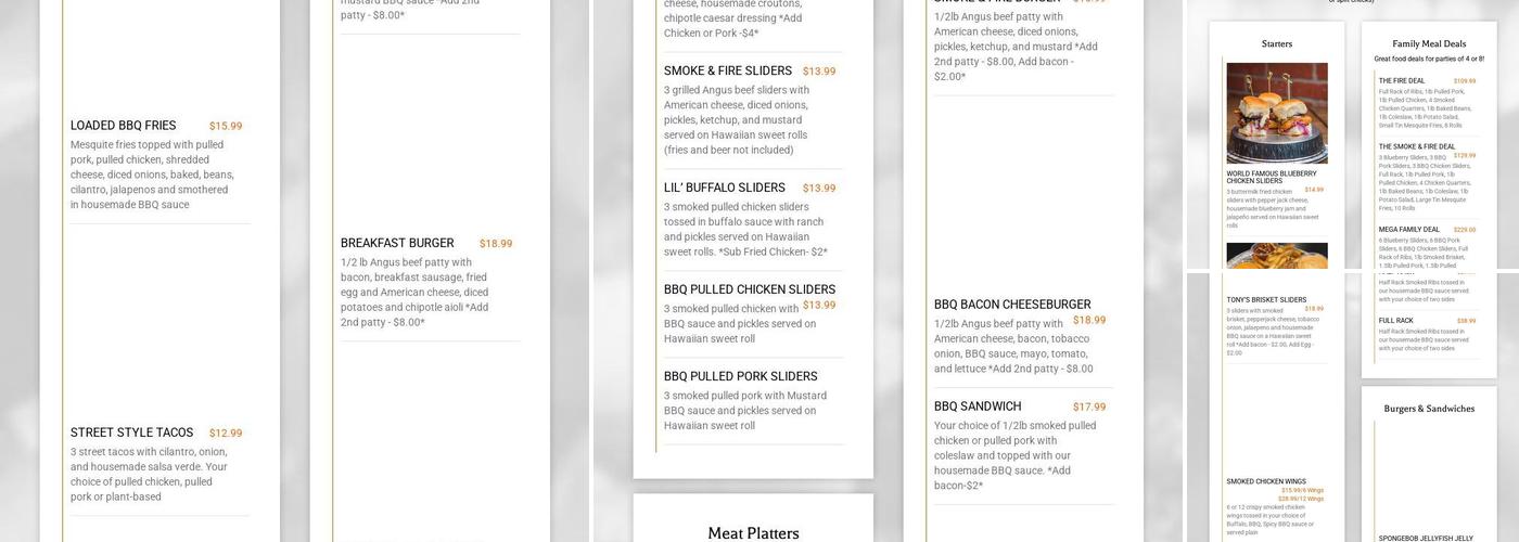 Smoke & Fire Menu