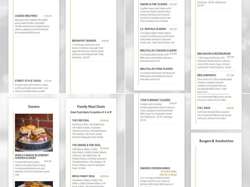 Smoke & Fire Menu
