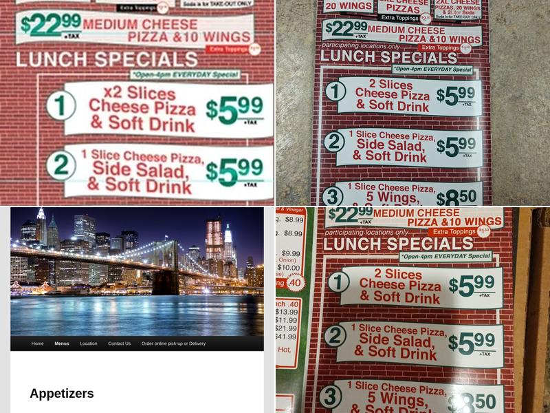 Manhattan pizza Menu