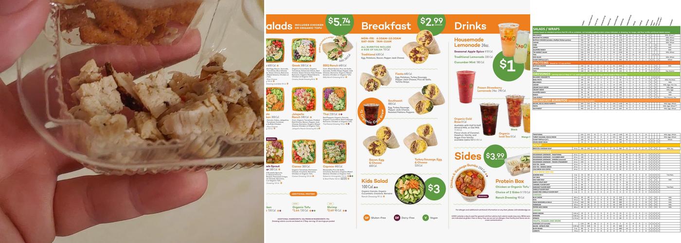Salad and Go Menu