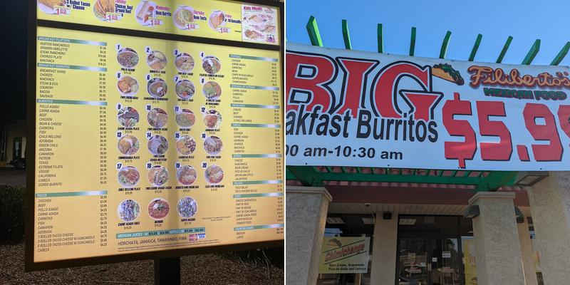 Filiberto's Mexican Food #108 Menu