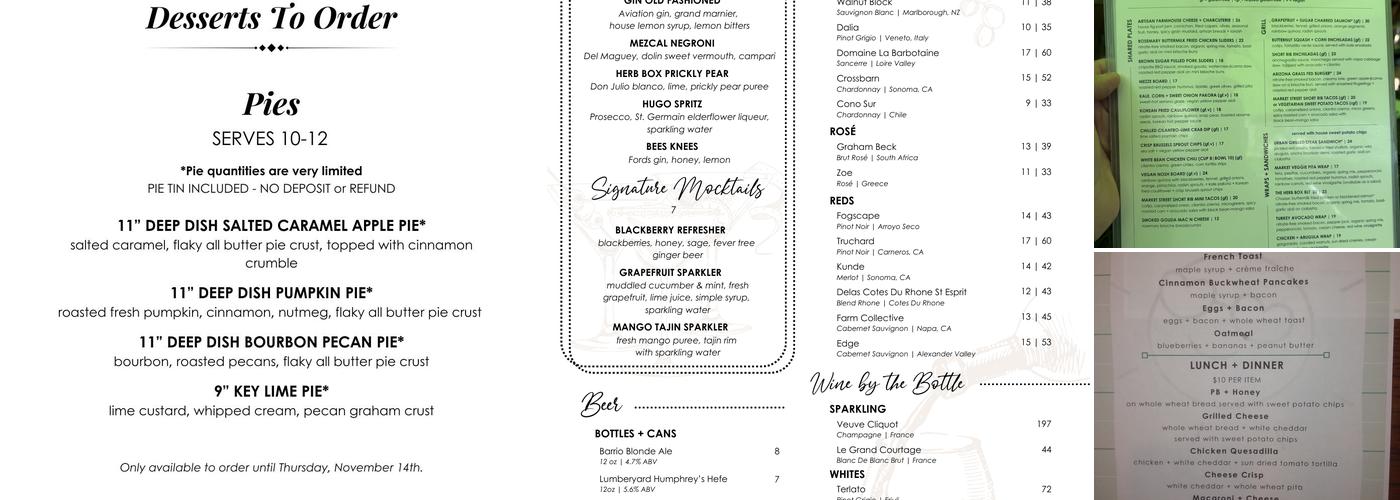 The Herb Box Menu