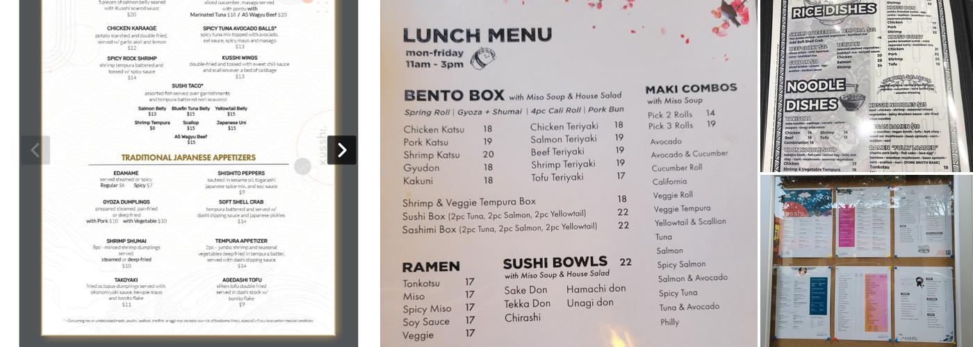 Kusshi Sushi Silver Spring Menu