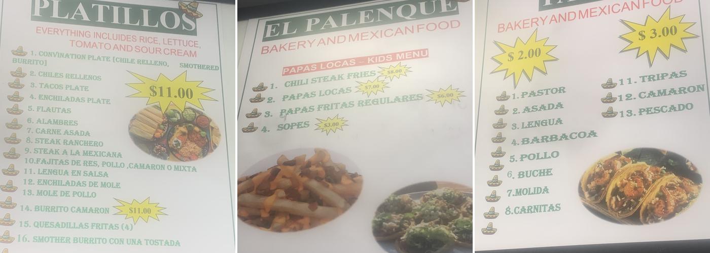 Taqueria el palenque Menu