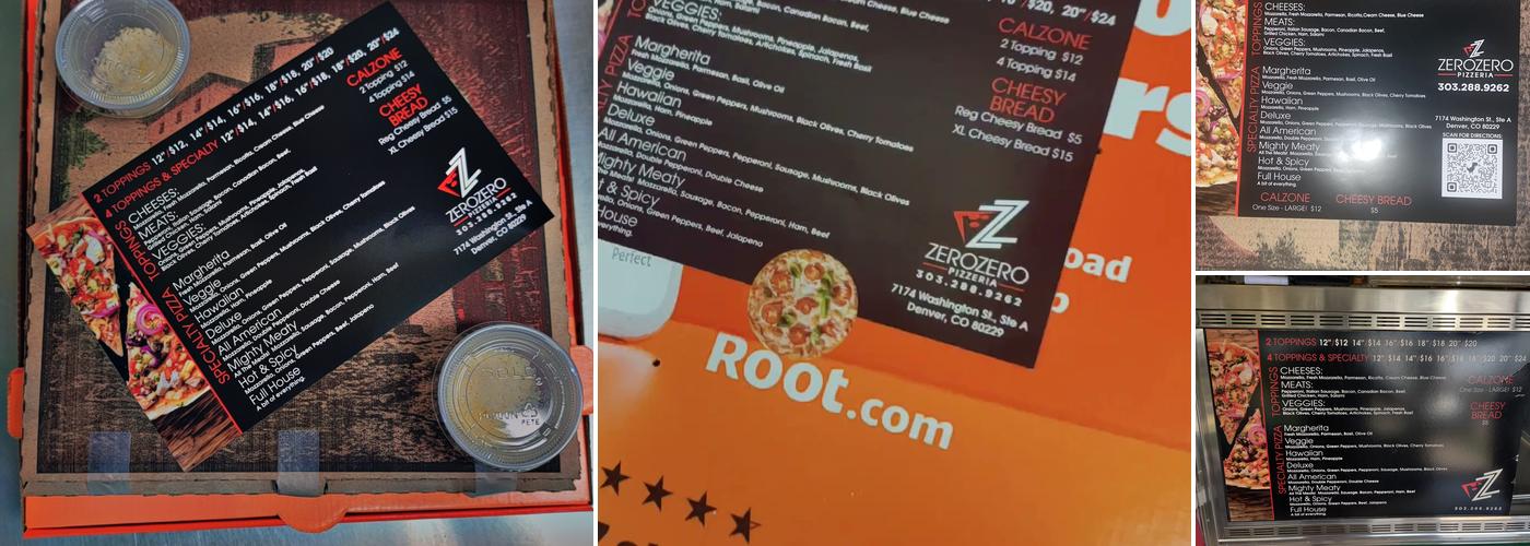 ZeroZero Pizzeria Menu