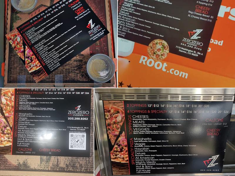 ZeroZero Pizzeria Menu