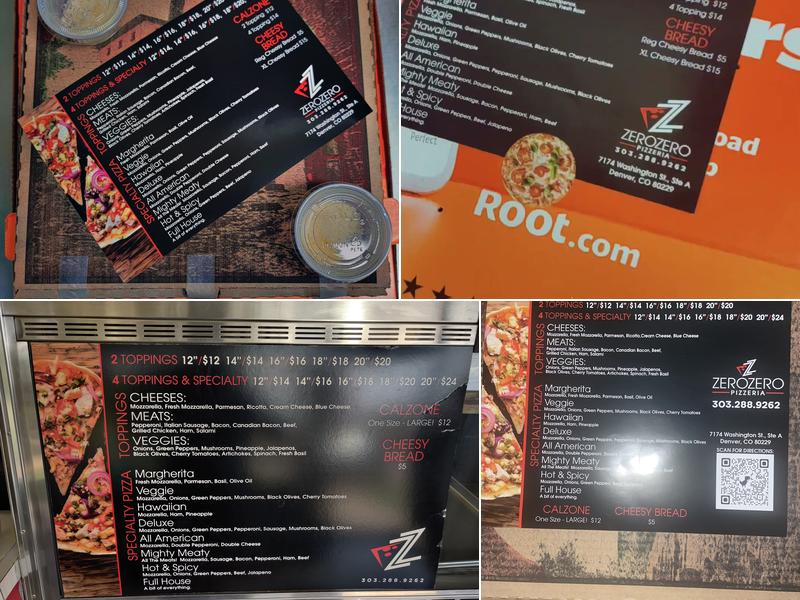 ZeroZero Pizzeria Menu