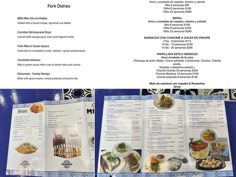 Mendoza take out Menu