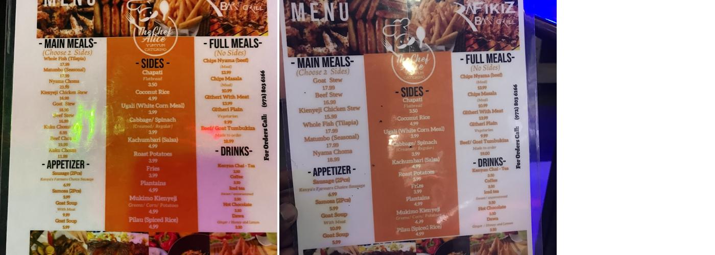 Rafikiz Bar & Grill Menu