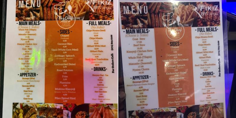 Rafikiz Bar & Grill Menu