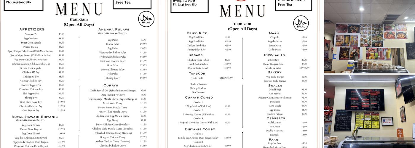 Paradise Express Biryanis & Kebabs Menu