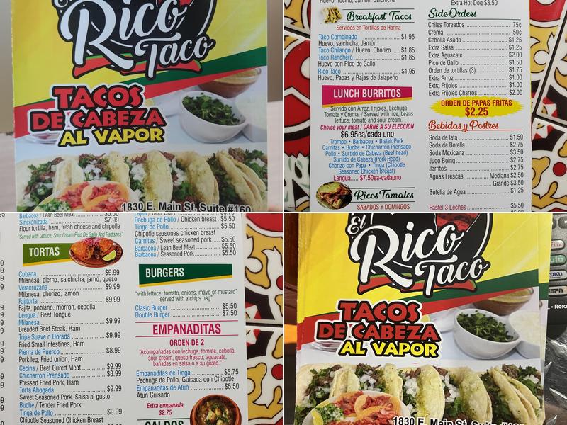 EL RICO TACO Menu