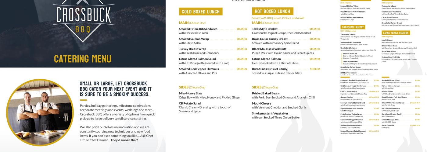Crossbuck BBQ Menu