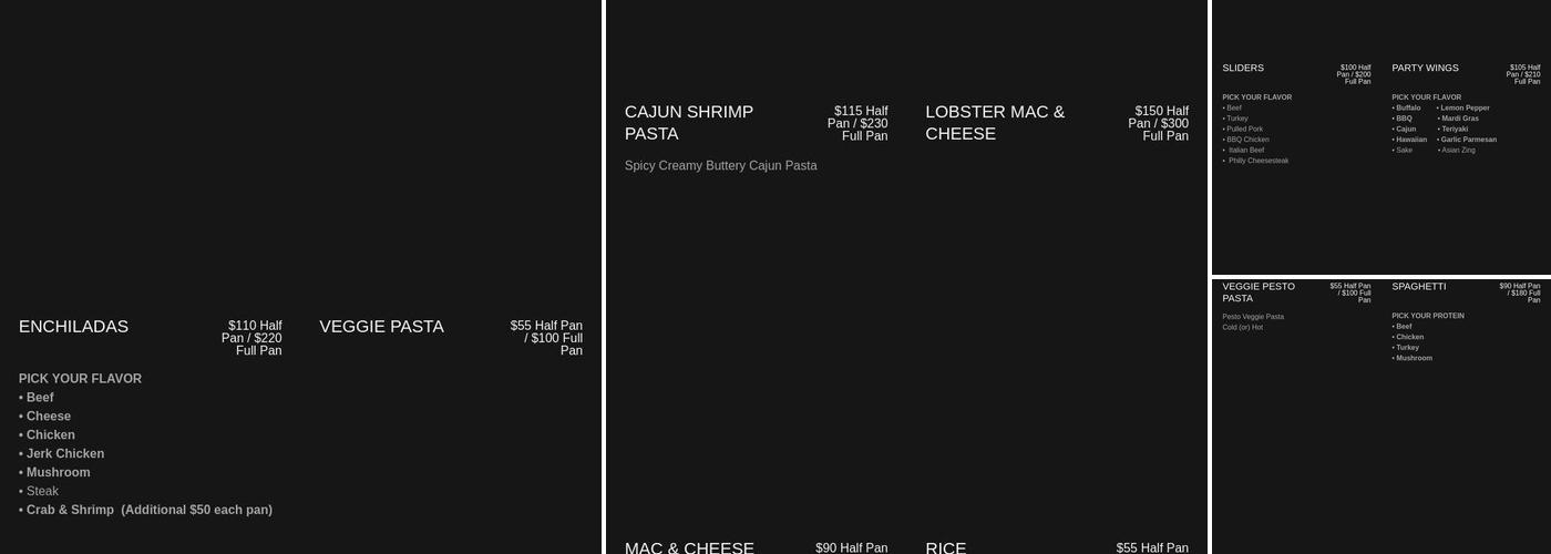 BJ Fine Catering Menu