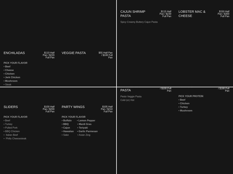 BJ Fine Catering Menu