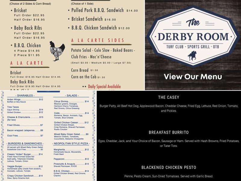 The Derby Room at the Glen Arden Club Menu