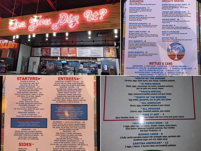 Paradise Cantina Menu