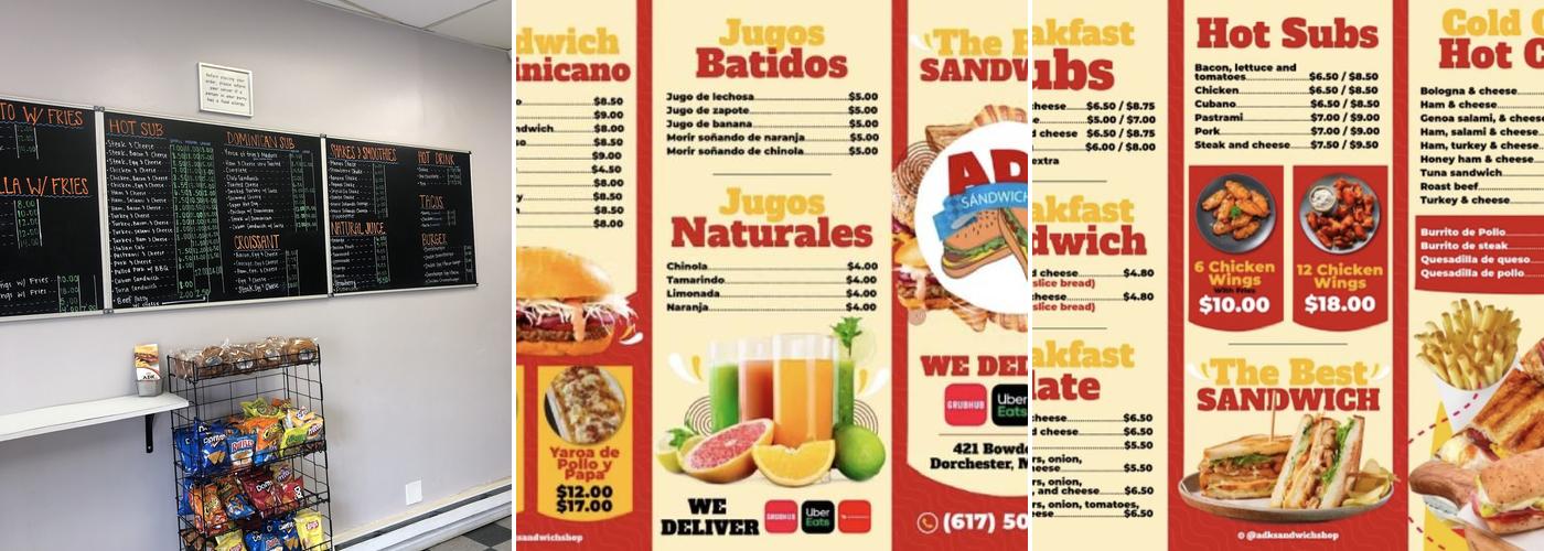 ADK Sandwich Shop Menu