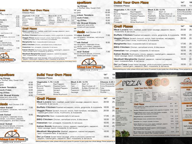 Master Pies Pizza Menu