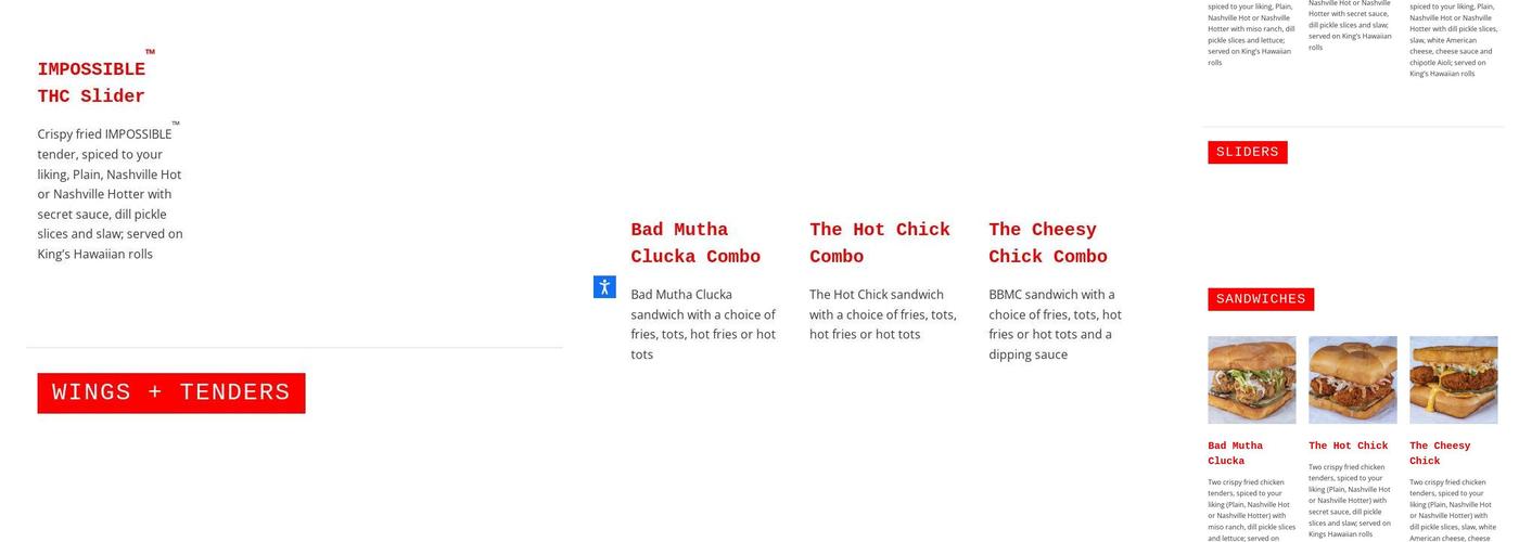 Bad Mutha Clucka Menu