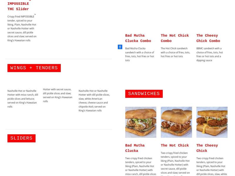 Bad Mutha Clucka Menu
