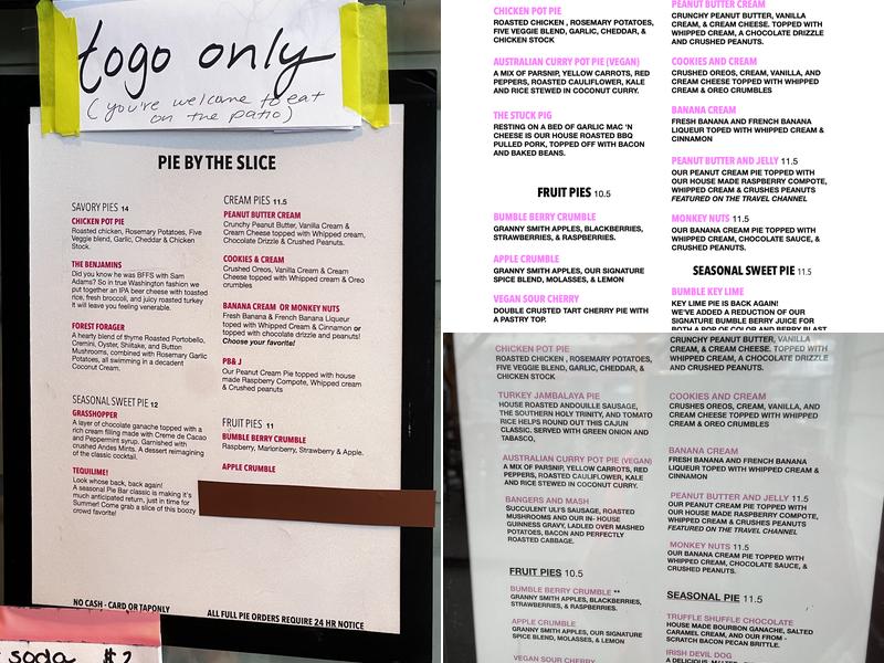 Pie Bar - Phinney Menu