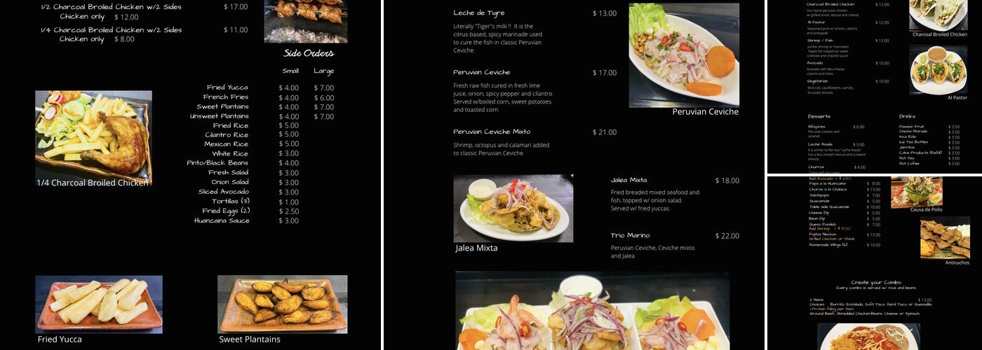 Peru Taco Bar Menu