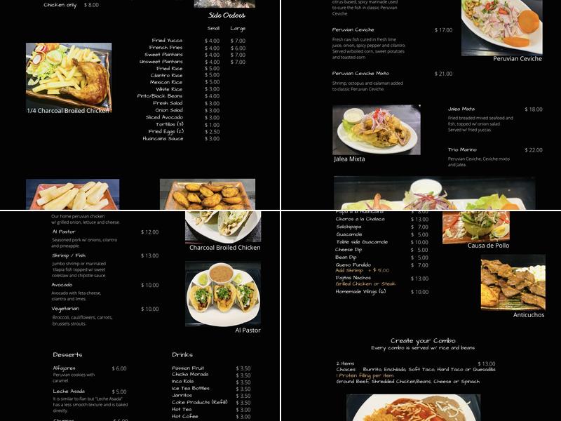 Peru Taco Bar Menu