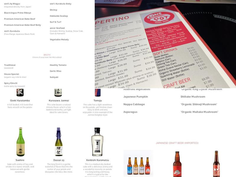 One Pot Shabu Shabu - San Jose Menu